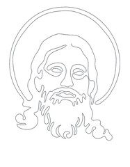 Jesus Christ face. Christian and Catholic religion. Vector illustration