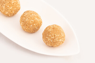 Indian Mithai Known As Tilgul Ladoo, Gajak Laddu, Gajjak Laddoo, Gazak Or Gachak Is Made Of Sesame Seeds Til, Gur Or Gud Mixed With Roasted Mugfali, Kaju, Badam, Pista, Moongfali And Honey Shahad