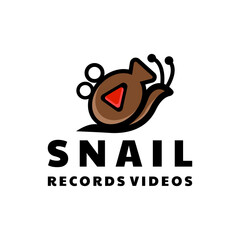Snail combination with records videos in background white,vector logo design as you editable