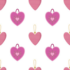 vector graphic holiday seamless pattern with christmas hearts