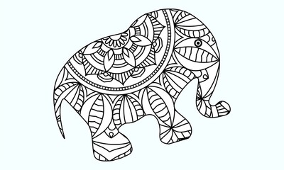 Title: Elephant coloring page.coloring book .animal coloirng page