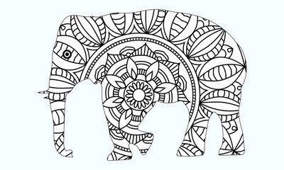 Title: Elephant coloring page.coloring book .animal coloirng page