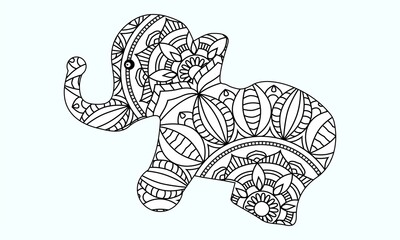 Title: Elephant coloring page.coloring book .animal coloirng page