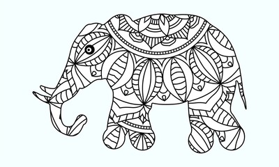 Elephant coloring page for adult 