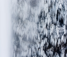 waterfall in winter with frozen ice 
