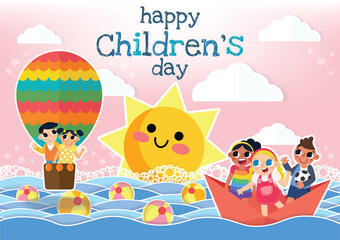 Obraz na płótnie Canvas Children's day seamless vector