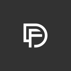 Vector graphic creative line alphabet symbol Letter FD