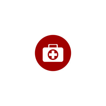 Medicine Box Vector Illustration For Icon, Symbol Or Logo. Red Cross And Bag Vector