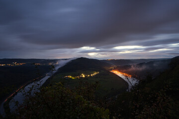 long time exposure at blue hour from the small Saarschleife.