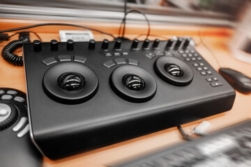 Video editing controller. Photo & Video Editing Console. Multimedia Live Console for Content...