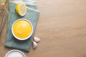 Spanish aioli sauce prepared with garlic, oil and eggs yolk