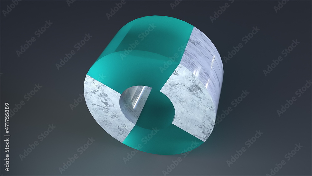 Poster realistic cylinder with 3d render hole in center. part of drain pipe at industrial exhibition of exp