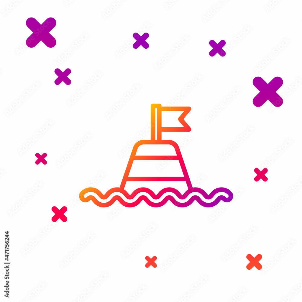Poster color line floating buoy on the sea icon isolated on white background. gradient random dynamic shape