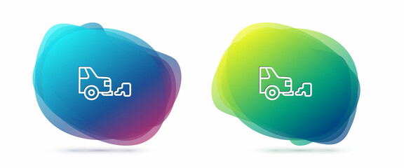 Set line Car exhaust icon isolated on white background. Abstract banner with liquid shapes. Vector