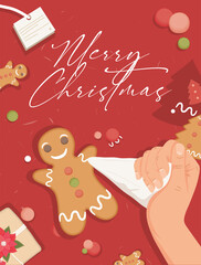 hand decorating ginger cookie