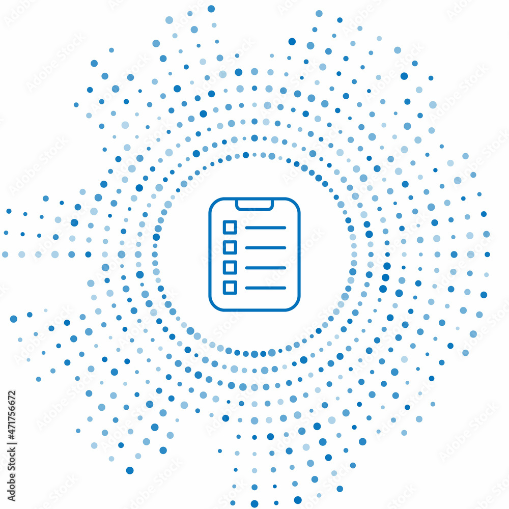 Aufkleber blue line to do list or planning icon isolated on white background. abstract circle random dots. vec