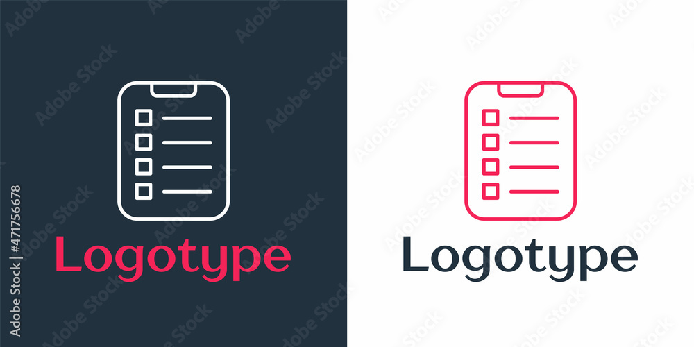 Poster logotype line to do list or planning icon isolated on white background. logo design template element