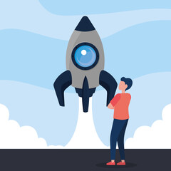 man thinking start up