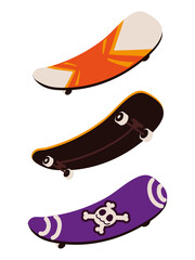 set of skateboards