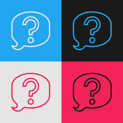 Pop art line Speech bubble chat icon isolated on color background. Message icon. Communication or comment chat symbol. Vector