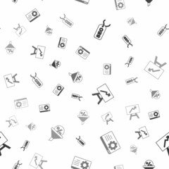 Set SEO optimization, Browser setting, Board with graph chart and Lead management on seamless pattern. Vector