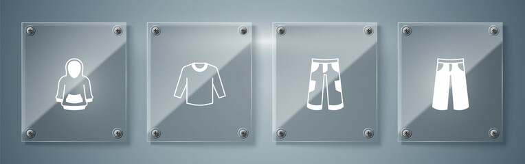 Set Pants, Sweater and Hoodie. Square glass panels. Vector