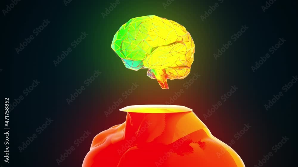 Poster technological development of intelligence with 3d render abstract anatomical visualization. futurist