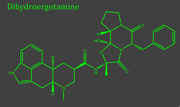 Dihydroergotamine, sold under the brand names D.H.E. 45 and Migranal among others, is an ergot alkaloid used to treat migraines. It is a derivative of ergotamine