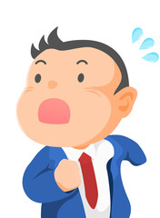 Obraz premium 慌てて着替えるサラリーマン