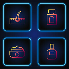 Set line Aftershave, Gel or wax for hair styling, Human follicle and . Gradient color icons. Vector