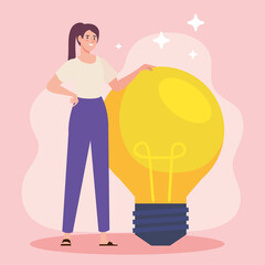 woman standing with big idea