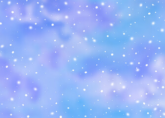 Winter snowy blue and violet gradient sky with cloud. Watercolor Blurred Background