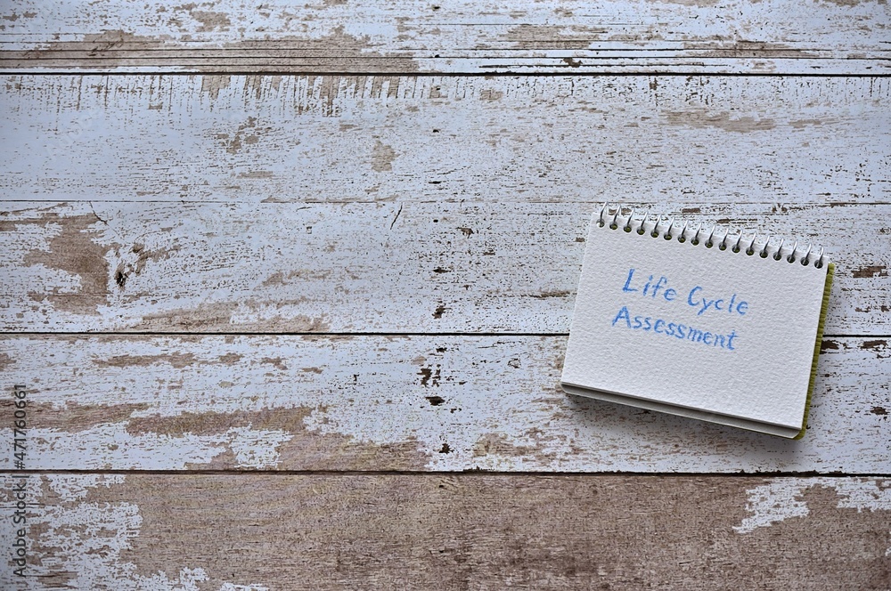 Poster there is a small scetchbook with the word life cycle assessment.