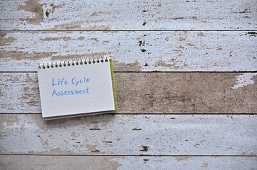 There is a small scetchbook with the word Life Cycle Assessment.