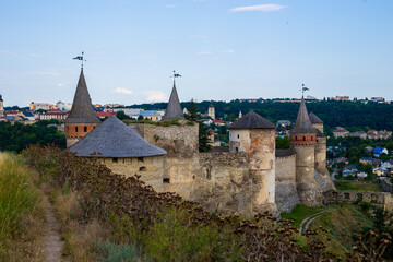 Fototapeta na wymiar Old medieval castle castle in Kamianets-Podilskyi
