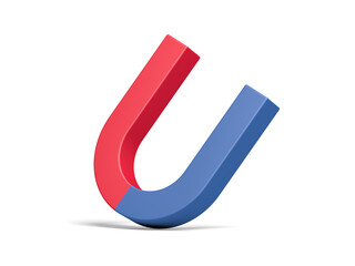 Magnet isolated on white background. Red and blue. 3d illustration.