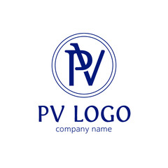 Modern Flat Simple style Logo with Alphabet P and V