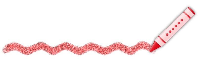 文字を強調する赤色のクレヨンの波線の飾り線