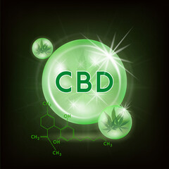 Fototapeta na wymiar Green Marijuana Leaves. Medical herbs, CBD (Cannabidiol) oil hemp products. Vector EPS10 illustration.