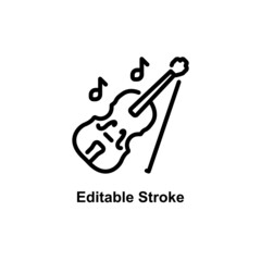 violin icon designed in outline style in musical instrument icon theme