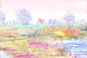 Obraz na płótnie Canvas Beautiful oil painting flower bouquet illustration