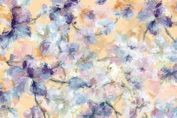 Beautiful oil painting flower bouquet illustration