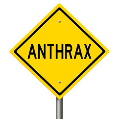 Rendered yellow highway sign warning of anthrax 