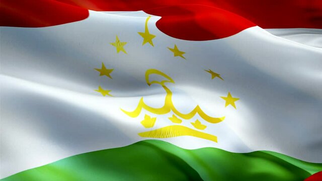 Tajik flag. 3d Tajikistan sign waving video. Flag of Tajikistan holiday seamless loop animation. Tajik flag silk HD resolution Background. Tajikistan flag Closeup 1080p HD video for Independence Day,V