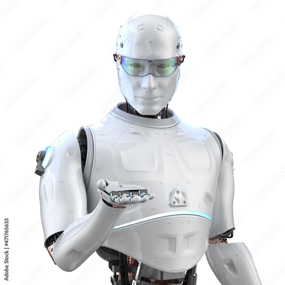 Poster artificial intelligence robot or cyborg empty hand