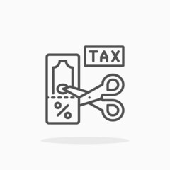 Cut Tax icon. Editable Stroke and pixel perfect. Outline style. Vector illustration. Enjoy this icon for your project.