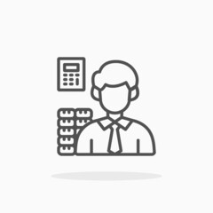 Fototapeta na wymiar Accountant icon. Editable Stroke and pixel perfect. Outline style. Vector illustration. Enjoy this icon for your project.