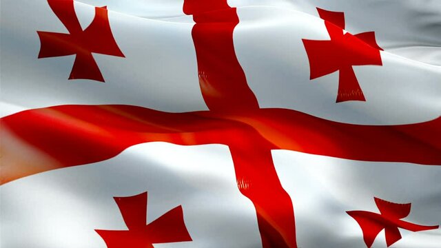 Georgian flag. 3d Georgia sign waving video. Flag of Georgia holiday seamless loop animation. Georgian flag silk HD resolution Background. Georgia flag Closeup 1080p HD video for Independence Day,Vict