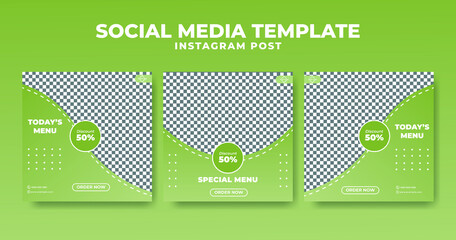 Set of editable templates for Instagram post And Facebook square. design with simple green color (4)