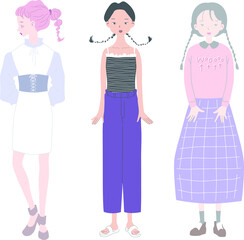 おしゃれな女性3人のイラスト素材